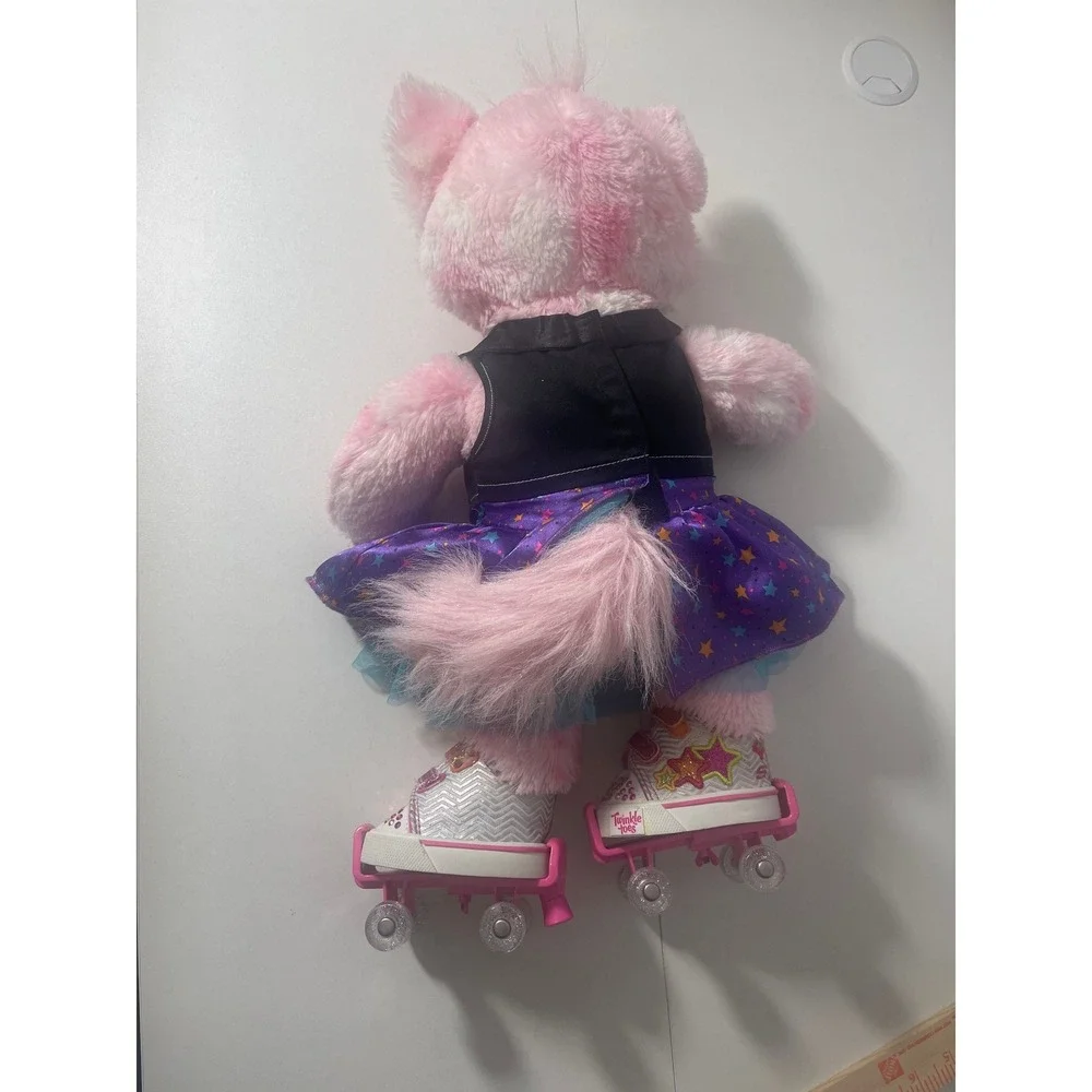 Build a Bear‎ Pink Cat Plush Stuffed Animal Roller Skates Dress Vest Toy 2013